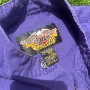 Vintage 1990s Harley Davidson Purple Button-up Tee